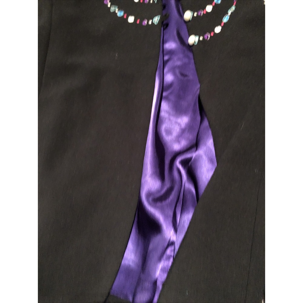 Bob Mackie‎ Wearable Art Jacket Party Coat Festive Size Large Black Purple Beads - Picture 2 of 10